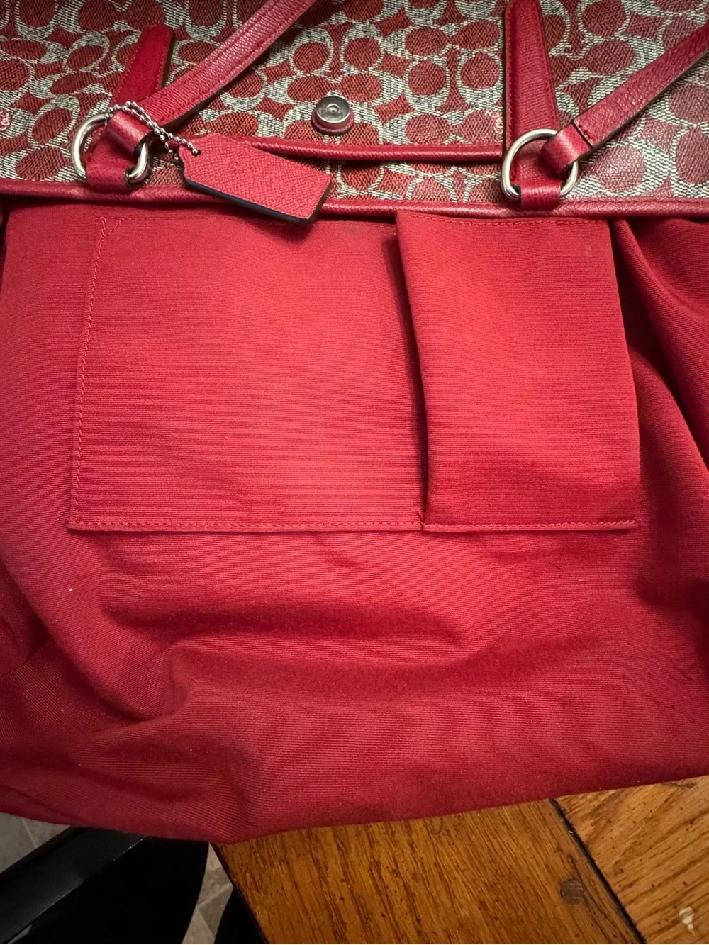 COACH SIGNATURE PVC WARD TOTE RED #33960